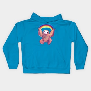 Fluffy Rainbow Sloth Kids Hoodie